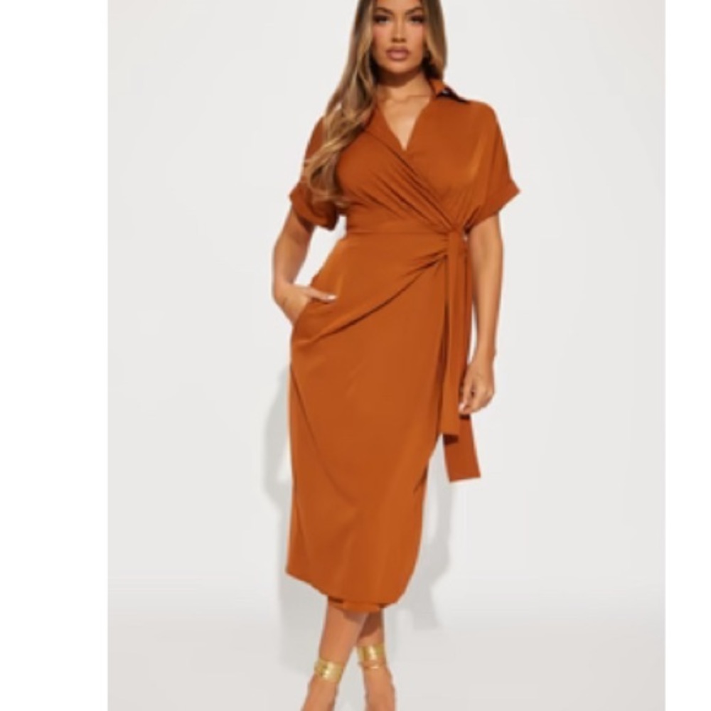 Cognac wrap dress Size 3x